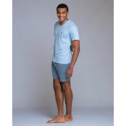 Pijama de hombre manga corta cuello pico