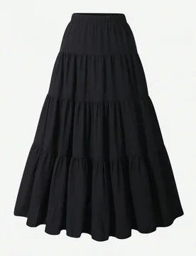 Falda plisada con volantes negra para niñas, casual elegante de verano, para vacaciones, de tejido arrugado, para otoño, ropa de otoño 8Y - Shein - FashionsVida