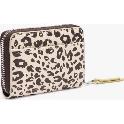 Cartera de mujer mediana con cierre de cremallera y estampado animal print