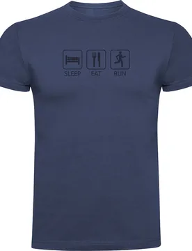 Sleep Eat And Run Short Sleeve T-shirt Denim Blue 2XL Men - Kruskis - FashionsVida