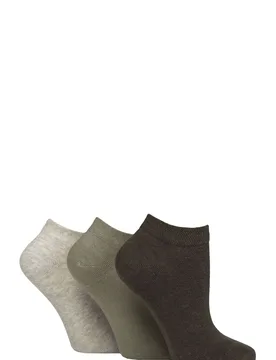 Women's 3 Pair FootNurse Gentle Grip Diabetic Cotton Trainer Socks Khaki / Forest / Cream / Grey 4-8 - Assorted - Size: Small - IOMI - FashionsVida