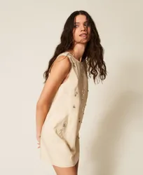 Robe courte en popeline avec broderie