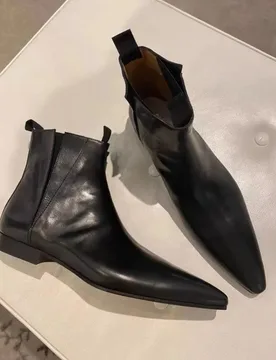 Luxury Women's Short Boots Autumn/Winter Genuine Leather Pointed Chelsea Boots Dress Shoes for Women Designer Modern Boots Brand - Aliexpress - FashionsVida