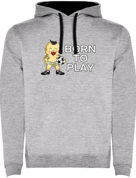 Sweat à Capuche Born To Play Football Two-colour Heather Grey / Black XL - Kruskis - FashionsVida