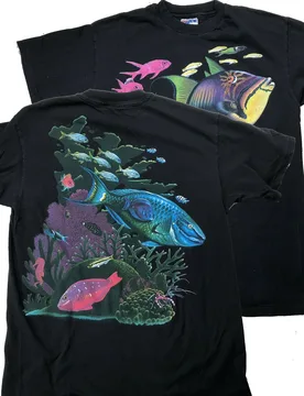 Vtg Fish Reef Black Neon Double Sided T-Shirt 100% Cotton O-Neck Summer Short Sleeve Casual Mens T-shirt Size S-3XL - Aliexpress - FashionsVida