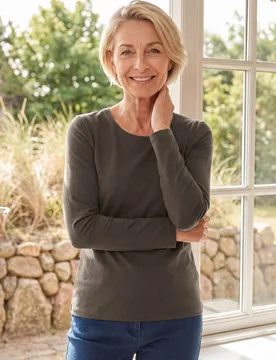 Langarm-Shirt Baumwolle - Kaffee - female - Size: 38 - Avena - FashionsVida