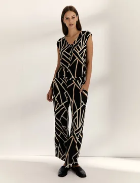 Blusa de mujer estampado geométrico efecto chaleco - Paz Torras - FashionsVida