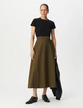 Falda larga de tafetán con cremallera invisible - IKKS - FashionsVida