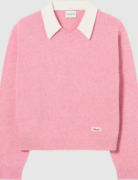 Jersey de mujer mouliné con escote v y cuello camisero desmontable - CLAUDIE PIERLOT - FashionsVida