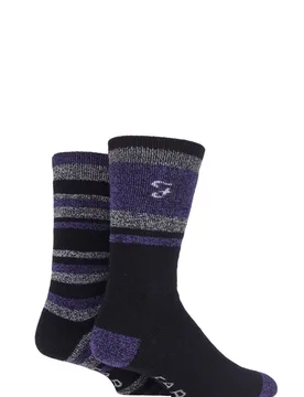 Pair Black / Charcoal / Purple Brushed Inner Boot Socks Men's 6-11 Mens - - Multi Coloured - Size: 6-11 Mens - Farah - FashionsVida