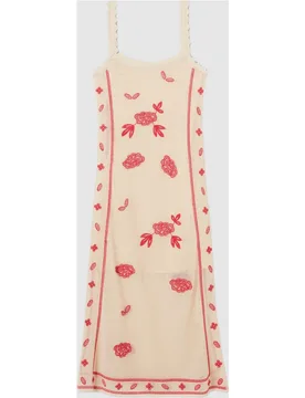 Vestido de punto midi con tirantes y bordados florales - CLAUDIE PIERLOT - FashionsVida