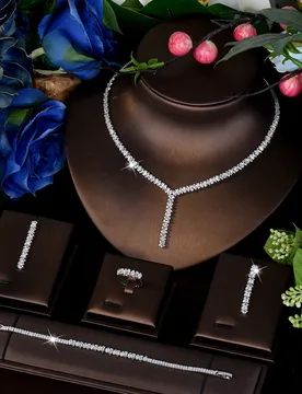 HIBRIDE Everyday Simplicity 4 Piece Necklace Earrings Bracelet Women's Jewelry Set Fits Dubai Holiday Party Dress Gift S-958 - Aliexpress - FashionsVida