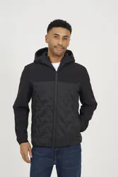 Mens Black Quilted Hooded Zip-Up Jacket - Size Medium