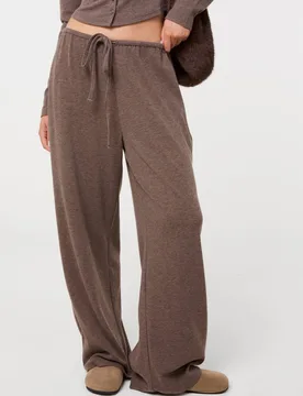 Women's Light Brown Ribbed Drawstring Joggers Pants Size: Medium - Light Brown - Size: M - Pink Vanilla - FashionsVida