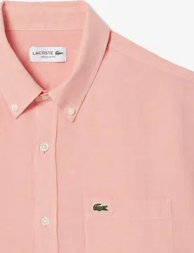 Camisa de hombre de lino de corte regular de manga larga - Lacoste - FashionsVida