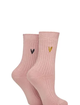 Women's 2 Pair Bamboo Ribbed Light Weight Boot Socks Pink Gold / Charcoal 4-8 Women's - Pink - Size: Small - Caroline Gardner - FashionsVida