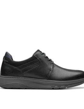 Men's Motion Trek PT Black Leather Trainers, Lace Up, Walking Size: 8-Wide Fit - Black - Size: 8-Wide Fit - Clarks - FashionsVida