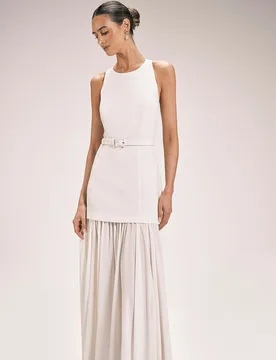 Womens Petite Crinkle Halter Neck Woven Maxi Dress - White - Size 14 Uk - Karen millen - FashionsVida