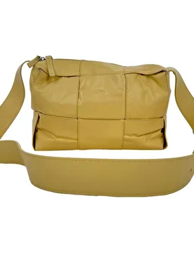 Women's Preloved Medium Arco Camera Bag in Yellow Calf Leather - Yellow - Size: One Size - Bottega Veneta - FashionsVida