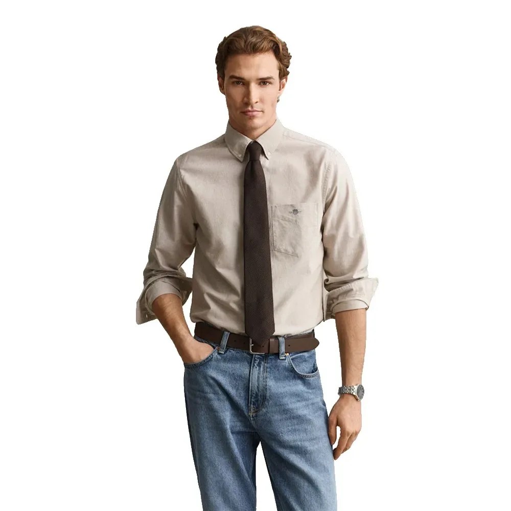 Camicia A Maniche Lunghe 3000200 Light Taupe L - Gant - FashionsVida