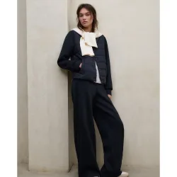 Pantalón ancho de mujer con banda elástica en cintura