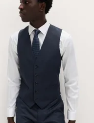 Checked Stretch Waistcoat Navy male