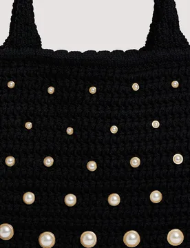 Bolso mano mujer crochet perlas pequeño sin cierre - sandro - FashionsVida