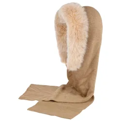Uni Merino Hat-Scarf by - beige - Damen - Size: One Size
