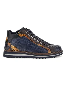 Stringate Alte Blu in Pelle con Dettaglio Pitonato 26276052 40 - PITTARELLO ECO - FashionsVida