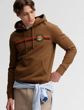 Superdry Herren Outdoors Stripe Logo Kapuzenpullover Lockere Passform Brown - Größe: M - 89.99 - FashionsVida