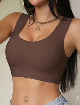Sujetador inalámbrico para mujer en color nude, de tela fina, que levanta y da soporte para busto grande, con almohadillas extraíbles, sin costuras, - Shein - FashionsVida