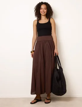 Godet Hem Jersey Waist Skirt - M/L / CHOCOLATE - female - Blue Vanilla - FashionsVida