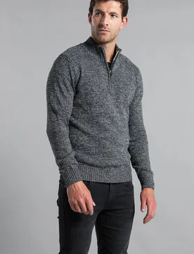 Mens Black Recycled Cotton Blend 1/4 Zip Twist Jumper - Size X-Large - Kensington Eastside - FashionsVida