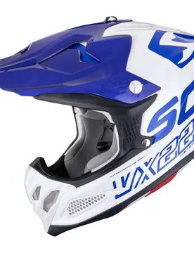 Casco Moto Cross Enduro VX-22 AIR UPDOWN Bianco Blu taglia M - Scorpion - FashionsVida