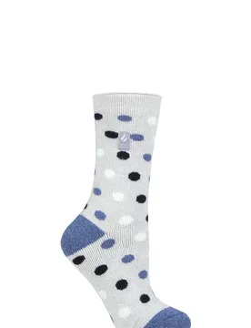 Women's 1 Pair SOCKSHOP 1.6 TOG Lite Patterned and Striped Socks Malaga Dots Denim 4-8 Ladies - Blue - Size: Small - Heat Holders - FashionsVida