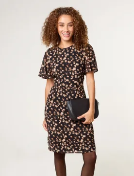 Mark Making Crew Neck Dress - XL / BLACK PATTERN - female - Blue Vanilla - FashionsVida