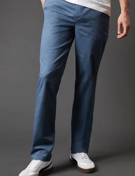 Men's Mid Blue Slim Fit Chino Trousers Size: 36S - Mid Blue - Size: 36S - Burton - FashionsVida