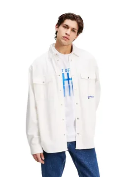 Karl Jeans Camicia Overshirt Out Of Blue White M - Lagerfeld - FashionsVida