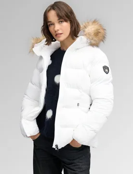 Superdry Damen Fuji Steppjacke mit Gürtel White - Größe: 38 - 149.99 - FashionsVida