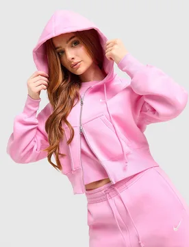 Womens Felpa con Cappuccio Crop Full Zip Phoenix - Rosa, rosa rosa Donna taglia M - Nike - FashionsVida