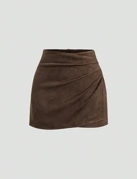 Falda ajustado plisada de estilo italiano vintage Maillard, sexy y cautivadora para otoño/invierno M - Shein - FashionsVida