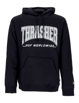 Felpa Cappuccio Uomo Bayview P/o Hoodie X Thrasher Black - Huf - FashionsVida