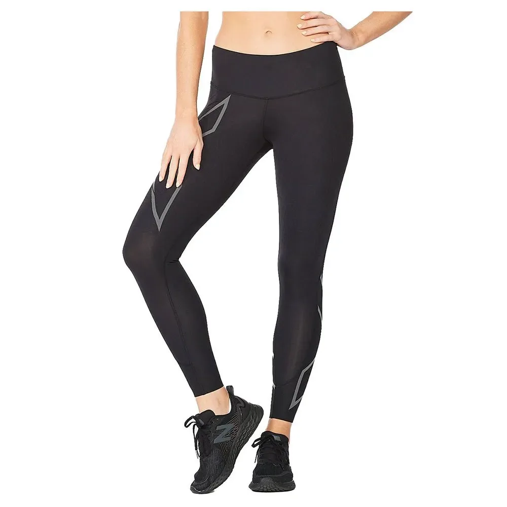 Leggings Light Speed Mid Rise Black / Black Reflective XL - 2XU - FashionsVida