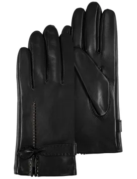 Gants cuir d'agneau nœud Noir noir 6.5 - Isotoner - FashionsVida