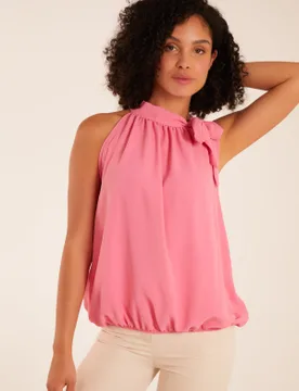 Pussybow Sleeveless Top - M/L / PINK - female - Blue Vanilla - FashionsVida