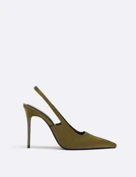 Canvas-Pumps mit offener Ferse KHAKI 36 - Stradivarius - FashionsVida