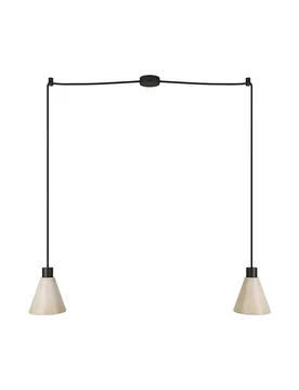 Cables Suspension Multiple à 2 Lumières Avec Abat-jour En Bois En Forme De Cône Sans Ampoule Black One Size - Creative - FashionsVida