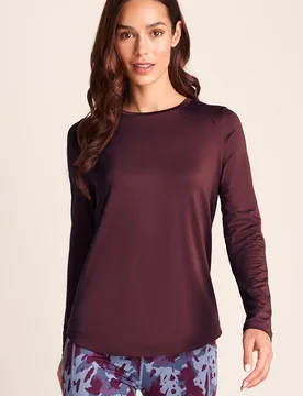 Women's 'Leonie' Long Sleeve Performance Top in Burgundy Size: 12 - Burgundy - Size: 12 - TOG24 - FashionsVida