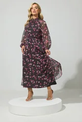 Women's Floral Back Bow Dress in Black Size: 12 - Black - Size: 12