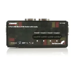 Commutateur Kvm Usb 4 Ports Avec Audio Et Câbles Black One Size unisex